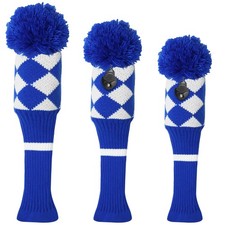 Golf Head Covers Knitted Pom 3 Pcs for Driver Woods Hybrid 1 3 5