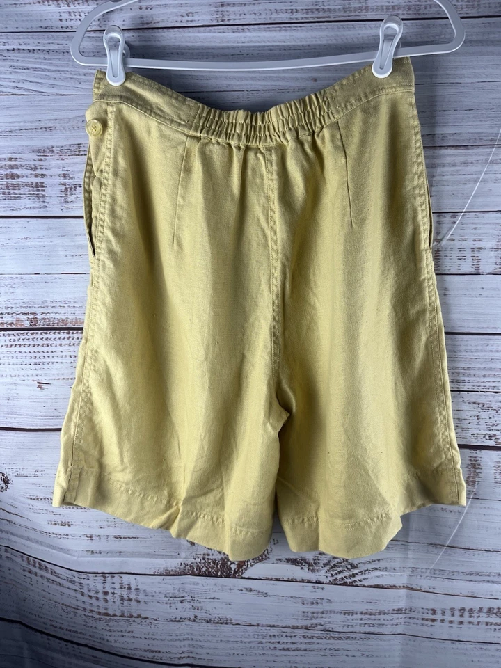 Bermuda feminina 100% linho tamanho G amarela por debra Deroo - Imagem 2 de 4