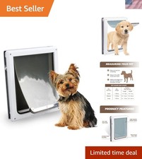 Luxurious 2-Way Locking Dog Flap Door for Large Breeds - Stylish White Design