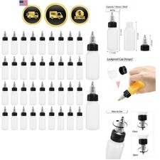 40 Pack 1oz Dispensing Bottles, Boston Round HDPE Plastic Bottle with Twist T...