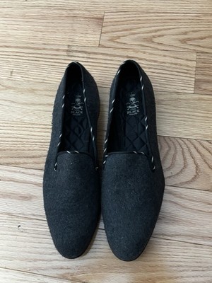 Barker Black Wool Loafers Shoes Grey Size 9