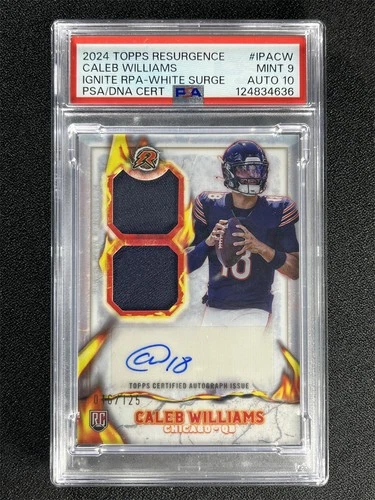 2025 Topps Resurgence Caleb Williams Ignite RC Dual Patch Auto RJA /125 PSA 9/10
