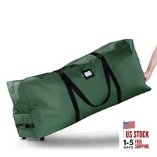 Premium Rolling Large Christmas Tree Storage Bag- Fits Upto 7.5ft. Green