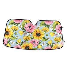 Windshield Sun Shade Sunflower Daisy Foldable Car Window Shade Blocks Flower 1