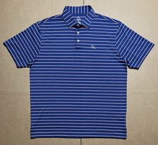 Rhoback Men  s XL The Birdie Stripe Navy Blue Red Performance Polo Shirt