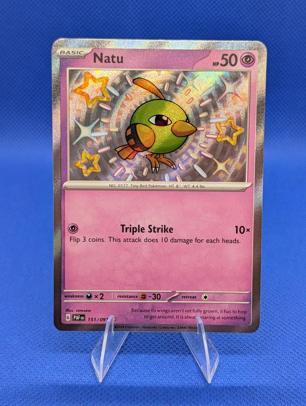 Natu 151/091 Paldean Fates Holo Shiny Rare Pokemon NM