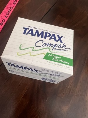 Tampax Compak Tampons Super Absorbency 24 Pack Plastic Compact Applicator