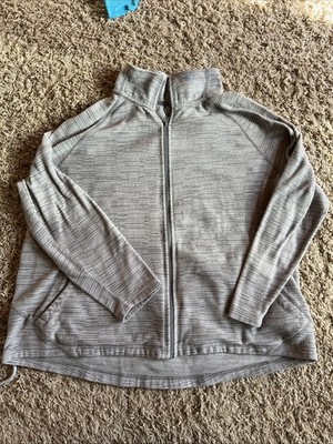 Sport Full Zip Jacket XL Heather Gray Fleece Lined Athletic Warm EUC