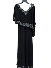 NWT JKara Beaded Formal Gown Dress Womens 8 Black Bead Maxi Mother of the Bride