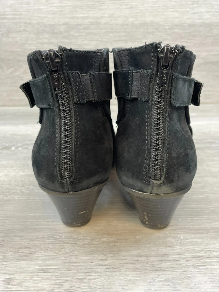 Earth Intrepid Mujer 9 Negro Botín Cuero Bota Punta abierta Boho Chic Estético Foto 4 de 4