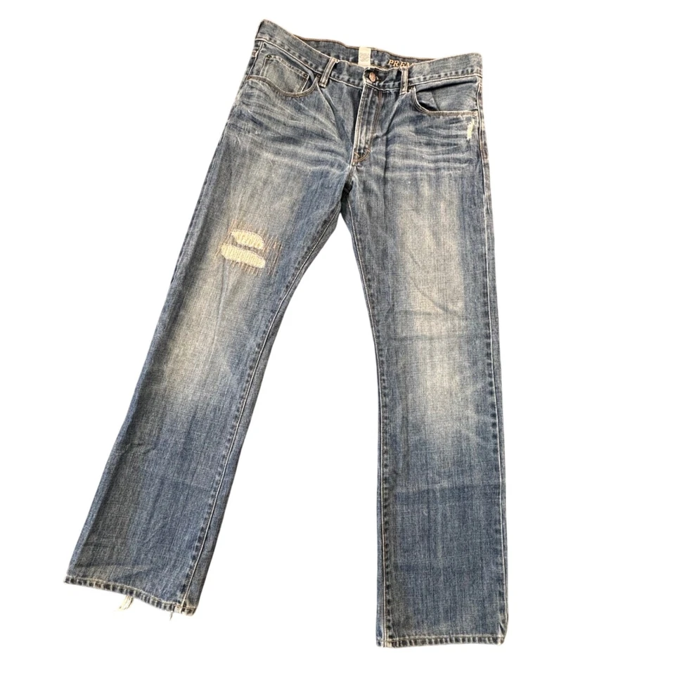 GAP Premium Boot Fit Jeans Mens 33x32 Distressed Blue Denim Y2K Grunge Bootcut - Image 2 of 4