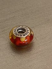 Charm Pandora in vetro di Murano 925 - Perla arancione e gialla