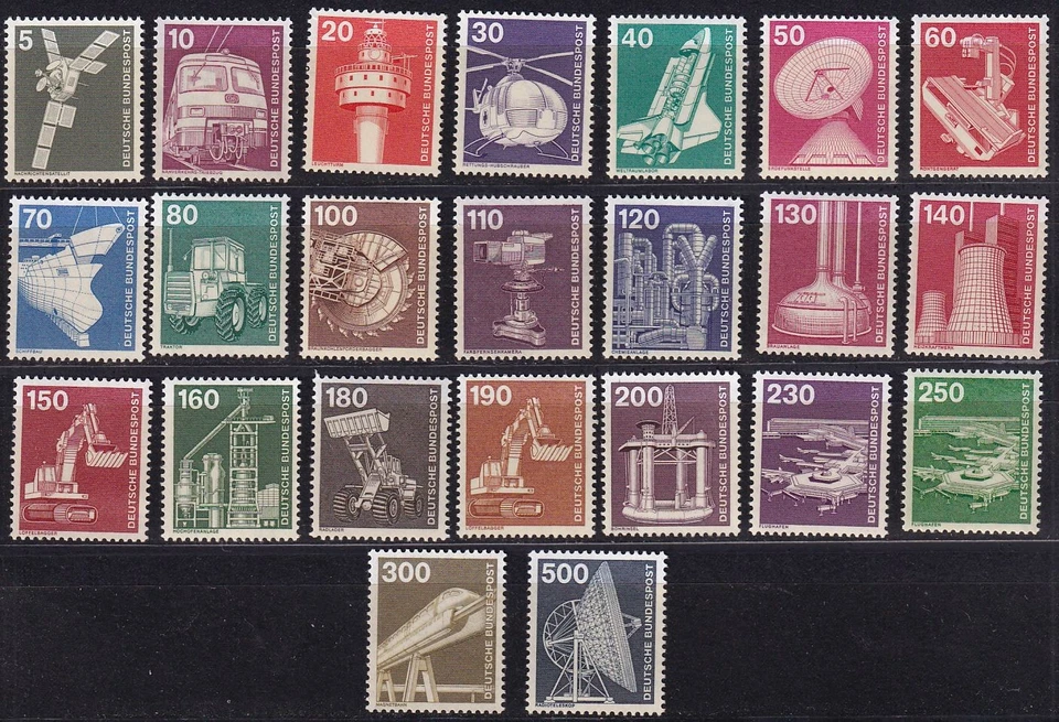 BRD Freimarken, Industrie und Technik  23 Werte komplett postfrisch - Bild 1 von 1