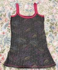 Free People Floral Lace Trim Camisole Tank Scoop Neck Spaghetti Stretch Knit