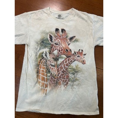 The Mountain T-Shirt Unisex Medium Cream Giraffe Family Graphic Nature Tee