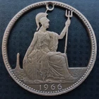 HOBO NICKEL/LOVE TOKEN  "HAND-CUT 1966 BRITISH PENNY"  PAUL  BISHOP  FREE SHIP