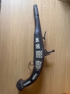 Ottoman Style Vintage Decorative Flintlock Pistol Replica with Ornate Metalwork