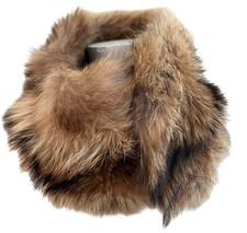 Vintage Genuine Raccoon Fur Collar Neck Warmer Coat Trim Hook  Loop Lined