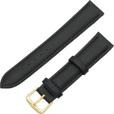Genuine Leather Flat Black 18mm Watch Band