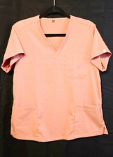 FIGS Women's Mauve Solid V-Neck Short Sleeve Scrub Top w/ Pockets Sz S