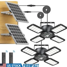 Solar Motion Sensor Light 144 LEDs Remote Control 5 Modes Waterproof 2 Pack New