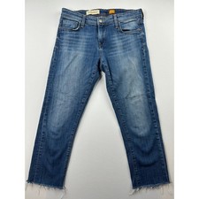 Anthropologie Pilcro  The Letterpress Boyfriend Jeans Sz 32 Cropped Frayed Fade