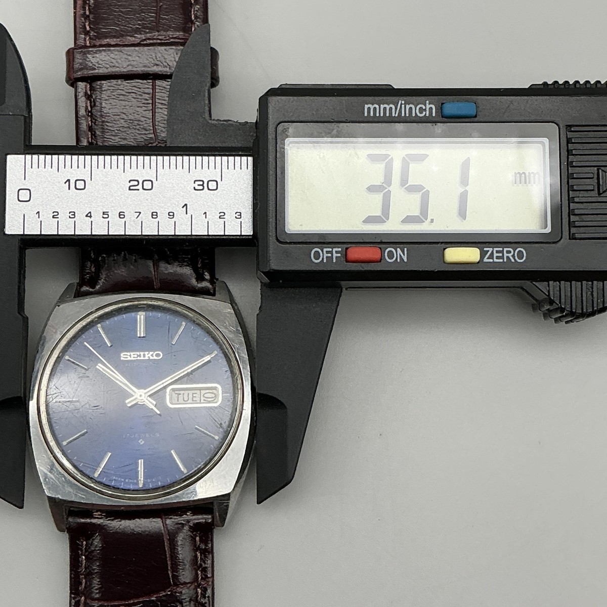 Vintage Seiko Automatic 6309-8089 Mens Watch 35mm Blue Dial Day