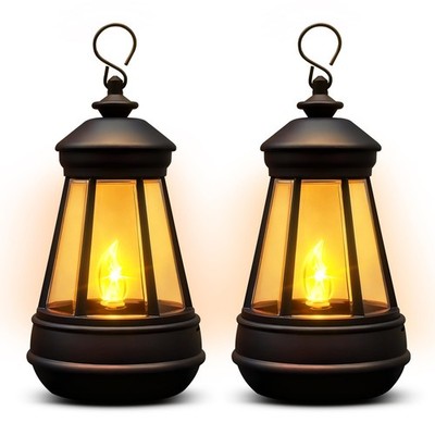 2 Pack Waterproof Mini Solar Lanterns for Outdoor Statues & Garden, Warm White