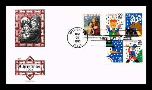 US COVER ARTMASTER FIRST DAY OF ISSUE COMBINATION CHRISTMAS 1993