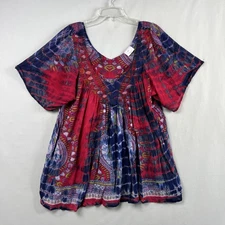 Greater Good Tunic Top Womens XXL Bohemian Tie Dye Hippie Festival Gypsy Batik