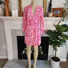 Lilly Pulitzer Sarasota Pintuck Tunic Dress in Pink Pout Mango Salsa Size XS