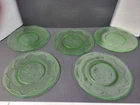 Vintage Lot Of 5 Uranium Depression Green Glass 8" Plates   *read*