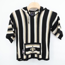 NEW NFL New Orleans Saints Baja Hoodie Pullover Knit Black Gold Small Medium