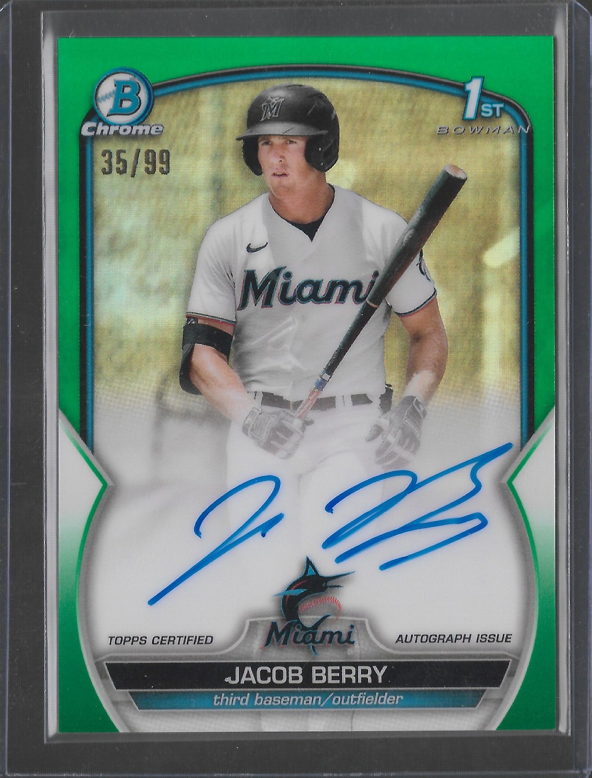 2023 Bowman Chrome 1st - Green Refractor Autograph - Jacob Berry /99