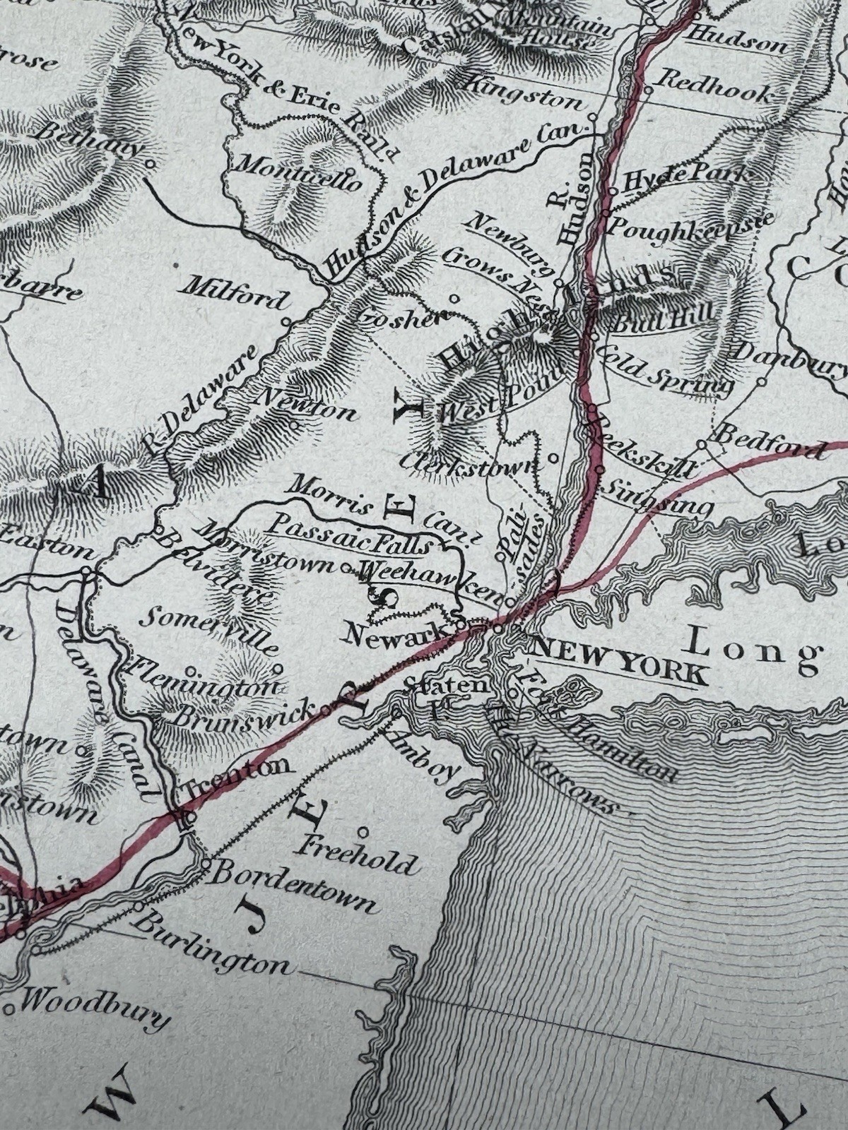 1840 Map, North Eastern Part of U.S. RAILROAD ROUTES Drawn & Engraved W. Hughes