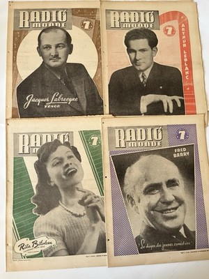 Lot de 4 Radiomonde 1940's Journaux Radio-Canada Québec RARE