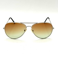 Vintage Aviator Sunglasses Silver Metal Frame With Brown To Blue Gradient Lenses