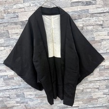 Vintage Japanese Kimono Haori Jacket Black Embroidered Antique Retro women
