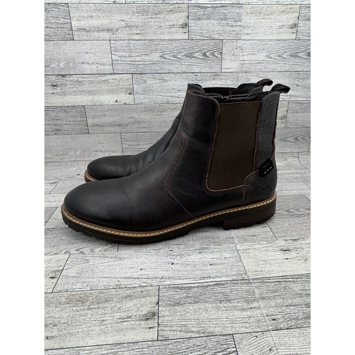Bullboxer Men Dark Brown Leather Chelsea Boots Side Zip Lug  display picture 1