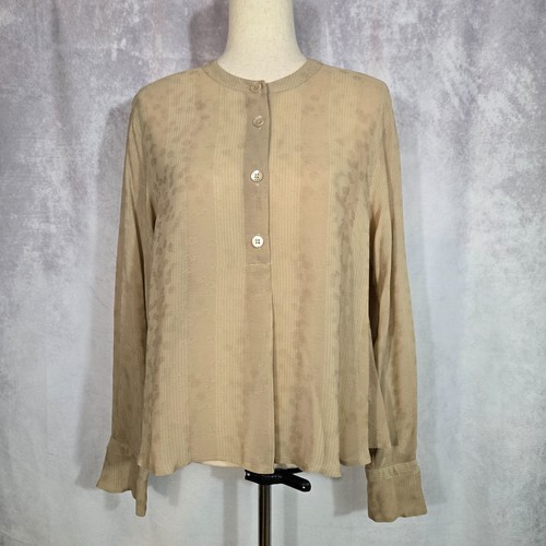 Giorgio Armani Le Collezioni Beige Long Sleeve Blouse Size 44 10 Made In Italy