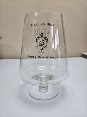Vtg Lambda Chi Alpha Commemorative Oversized Stemmed Goblet Glass-1969 Fraternit