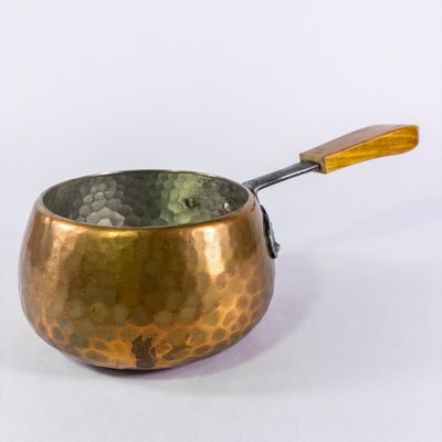 Vintage Stockli Netstal Switzerland Hammered Copper Pot Wood Handle Rustic Farm