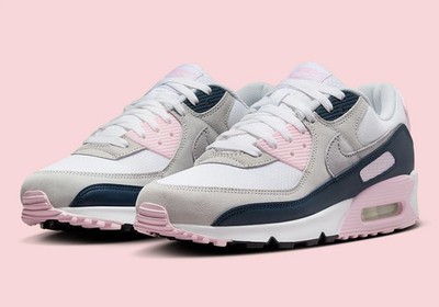 NEW Air Max 90 Men s Size 9 White/Wolf Grey-Pink Foam DM0029-106 Fast Shipping
