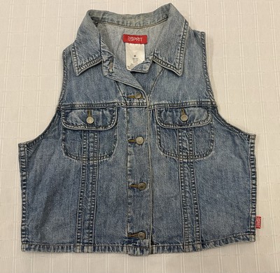 Vintage Esprit Cathy Jean Vest Light Wash Denim Button Fitted Medium M 80 s 90 s