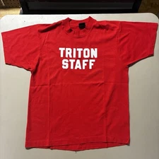 Vintage 1980s Screen Stars Best Triton College Shirt Size L Single Stitch