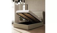 End Lift Ottoman Bed Natural colour Solid Base chenille velvet King Size graded