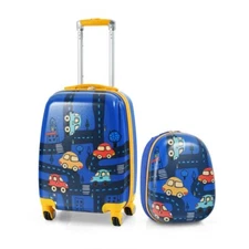 2 Pieces Kids Luggage Suitcase Carry-On Rolling Luggage Backpack Children Travel