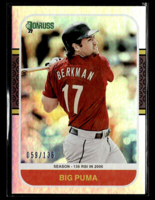 2021 Donruss #223b Lance Berkman Season Stat Line ''Big Puma'' #/136 card