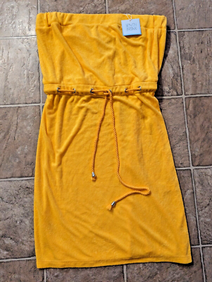 New Beach Break sz L Terrycloth Beach Coverup Dress yellow sleeveless 2666  | eBay