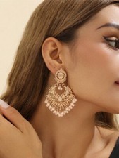 Modna biżuteria Pakistańskie indyjskie bollywood Jumka Jumki Kolczyki, zwisająca 1 para.